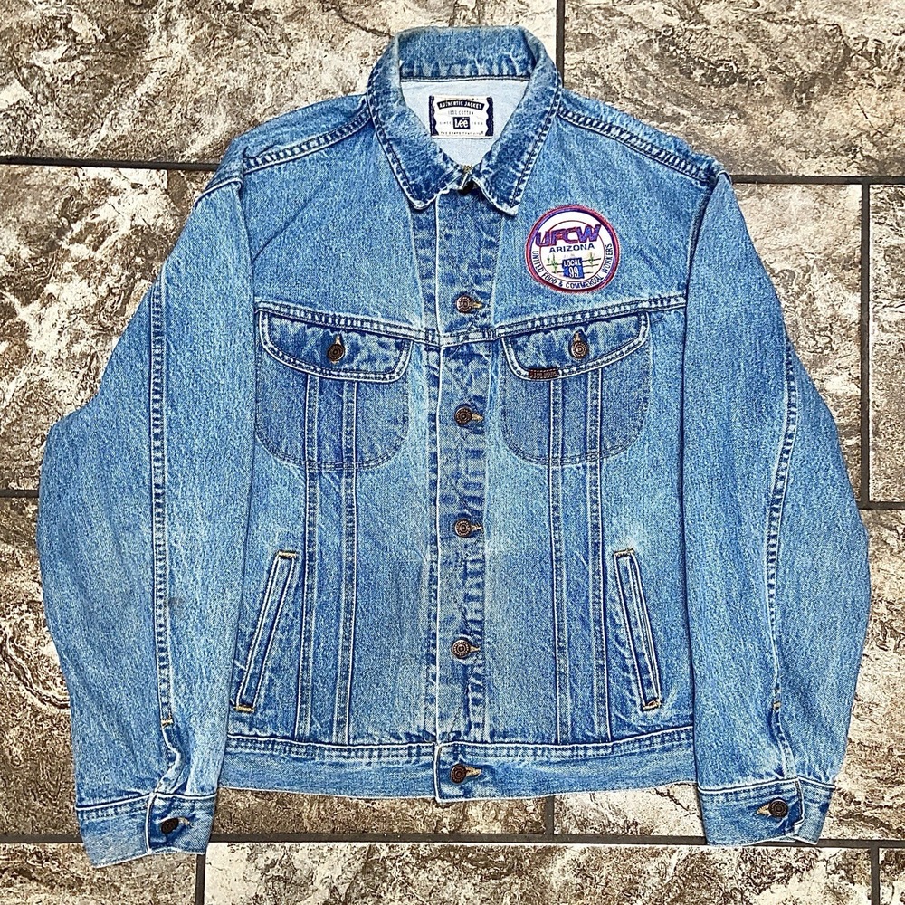 Vintage Lee UFCW Local 99 Union Denim Jacket USA Made Men's L Embroidered